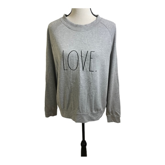 Rae Dunn womens Love Logo pullover sweatshirt fleece inside. Grey. Size medium - Picture 1 of 10